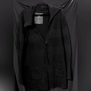 American Eagle Outfitters Black Hooded Cardigan